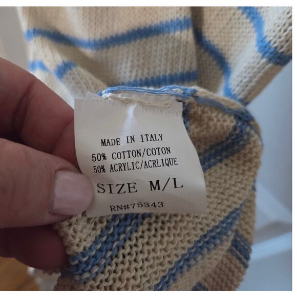 FLORIS Crochet Dress M/L Sleeveless Knee Length Lagenlook Made in Italy Blue - Picture 5 of 5